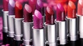 Seductive and colorful lipstick colors. Lip care and coloring. Lipstick sexiness.