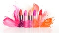 Seductive and colorful lipstick colors. Lip care and coloring. Lipstick sexiness Royalty Free Stock Photo