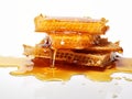 Seductive Golden Elixir: Honeycomb Drenched in Rich Honey Syrup