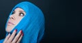 Seductive model posing with blue headscarf Royalty Free Stock Photo