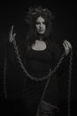 Seductive woman with chains Royalty Free Stock Photo