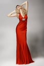 Seductive Shapely Woman in Red Dress posing Royalty Free Stock Photo