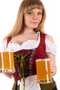 Seductive woman Oktoberfest with beer