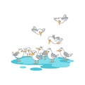 See Birds in group beautiful vector illustration