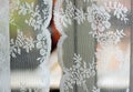 Decorated curtains with white floral texture Royalty Free Stock Photo