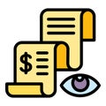 See expense report icon, outline style Royalty Free Stock Photo