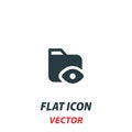 See the folder file view eye icon in a flat style. Vector illustration pictogram on white background. Isolated symbol suitable for Royalty Free Stock Photo