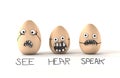 See Hear Speak No Evil Eggs Royalty Free Stock Photo