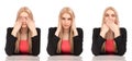 See No Evil, Hear No Evil, Speak No Evil poses. Royalty Free Stock Photo