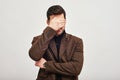 See nothing! Young man covering his face with hand isolated on a white background Royalty Free Stock Photo