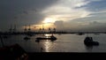 See the sunset on the sea in north jakarta