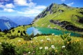 Seealpsee a high mountain lake in the Bavarian Alps, Germany, Eu