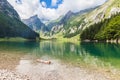 Seealpsee (lake) and the Alpstein massif Royalty Free Stock Photo