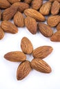 Seed of almonds nuts isolated on white background