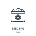 seed bag icon vector from farm collection. Thin line seed bag outline icon vector illustration. Linear symbol for use on web and Royalty Free Stock Photo