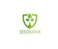 Seed Bank Protection Sprout Inside Shield Shape. Creative Vector Design Element