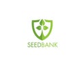 Seed Bank Protection Sprout Inside Shield Shape. Creative Vector Design Element Royalty Free Stock Photo