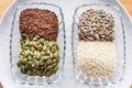 Seed cycling for hormone balance, to balance pre and post menopausal hormones. Flax, pumpkin, sesame and sunflower seeds