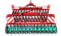Seed Drill Disc Harrow 3D rendering farm equipment on white background Royalty Free Stock Photo