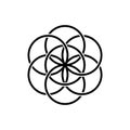 Seed of life, isolated vector symbol of sacred geometry