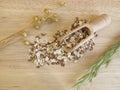 Seed mixture with rolled oats, flaxseeds, and sesame Royalty Free Stock Photo