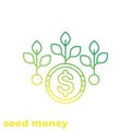 Seed money icon, linear vector