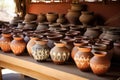 seed storage in traditional clay pots Royalty Free Stock Photo