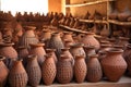 seed storage in traditional clay pots Royalty Free Stock Photo