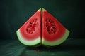 Seed-studded Halved watermelon. Generate ai Royalty Free Stock Photo