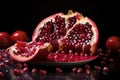 Seed-studded Juicy pomegranate slice. Generate Ai Royalty Free Stock Photo
