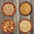 Seed super food selection in bowls Royalty Free Stock Photo