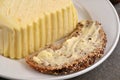 Seeded bread with Breton butter in a plate