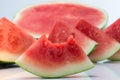 Seedless Juicy Watermelon with Bite mark Royalty Free Stock Photo