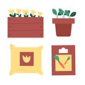 Seedling. Flower and garden seeds and fertilizers minimal flat style icons set. Simple vector illustration
