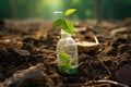 Seedling Growing in Recycled Plastic Bottle