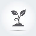 Seedling, process, seed, icon, silhouette. Vector illustration Royalty Free Stock Photo