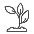 Seedling in soil line icon, nature concept, Sprout growth in ground sign on white background, young growth icon in Royalty Free Stock Photo