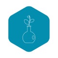 Seedling in a vase icon, outline style