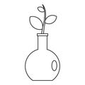 Seedling in a vase icon, outline style