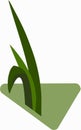 Seedlings of grass for breeding in the abstract vector. Icon for agriculture on the background of green rhombus