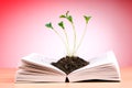 Seedlings growing from book - knowledge concept Royalty Free Stock Photo