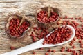 Seeds of achiote, originating from central america Royalty Free Stock Photo