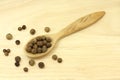 Seeds of allspice in wooden spoon Royalty Free Stock Photo