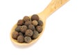 Seeds of allspice in a wooden spoon Royalty Free Stock Photo