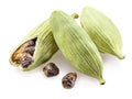 Seeds of cardamom spices isolated on a white background Royalty Free Stock Photo