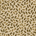 Seeds, nuts, almonds seamless pattern. Hand drawn watercolor. Design of fabrics, kitchen towels and tablecloths Royalty Free Stock Photo