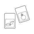 Seeds packs with basil and tomato outline simple minimalistic flat design vector illustration