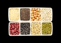 Seeds, whole grains in isolate on black. Royalty Free Stock Photo