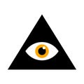 Seeing eye. All seeing eye inside triangle pyramid. vector illustration. Masonic symbol. Royalty Free Stock Photo