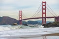 Seeing of famous Golden Gate bridge from seashore